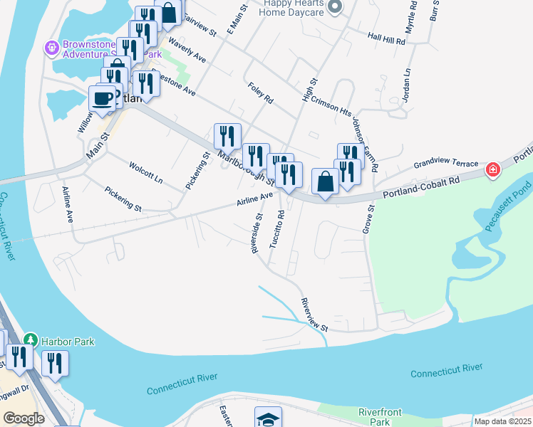 map of restaurants, bars, coffee shops, grocery stores, and more near 7 Tuccitto Road in Portland