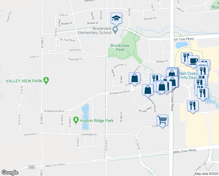 map of restaurants, bars, coffee shops, grocery stores, and more near 150 80th Street in West Des Moines