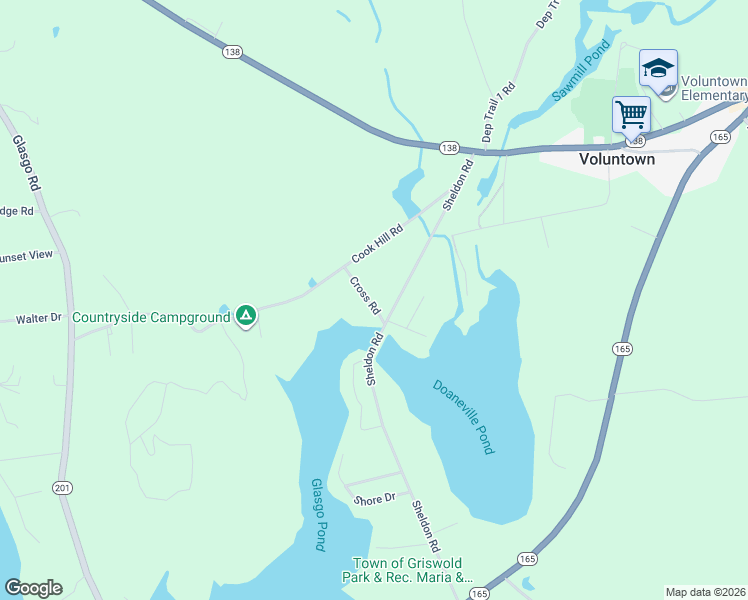 map of restaurants, bars, coffee shops, grocery stores, and more near 20 Cross Road in Griswold