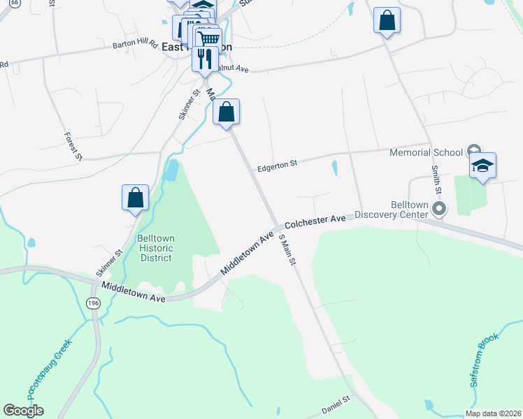 map of restaurants, bars, coffee shops, grocery stores, and more near 158 Main Street in East Hampton