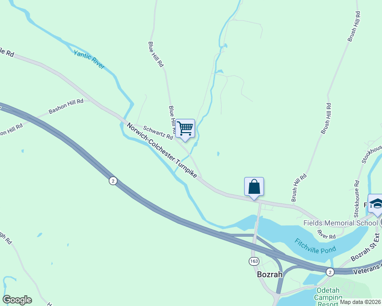 map of restaurants, bars, coffee shops, grocery stores, and more near 9 Schwartz Road in Bozrah