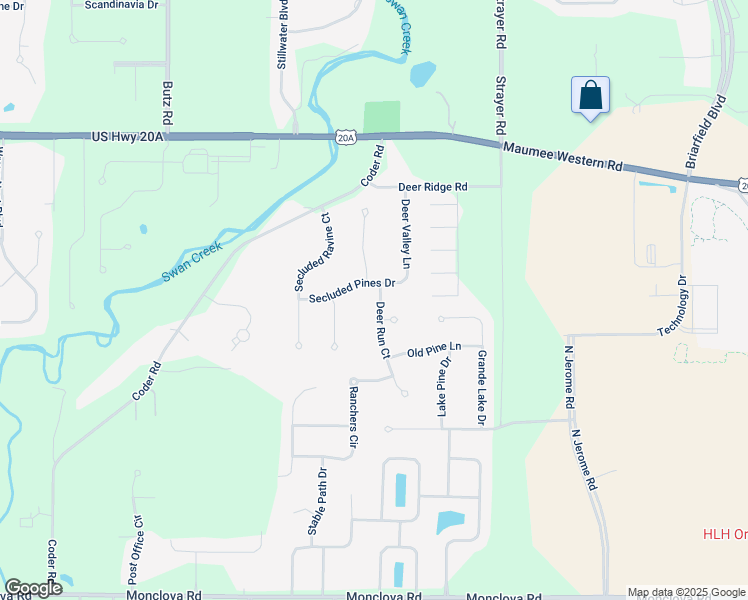 map of restaurants, bars, coffee shops, grocery stores, and more near 4016 Deer Run Court in Maumee