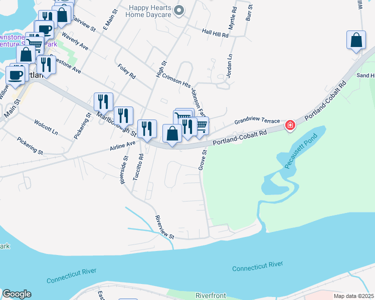 map of restaurants, bars, coffee shops, grocery stores, and more near 321 Marlborough Street in Portland