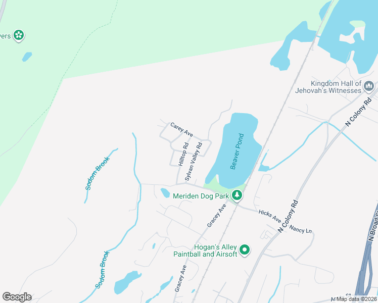 map of restaurants, bars, coffee shops, grocery stores, and more near 48 Sylvan Valley Road in Meriden