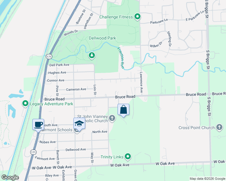 map of restaurants, bars, coffee shops, grocery stores, and more near 433 Bruce Road in Lockport