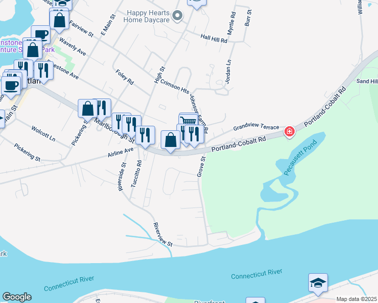 map of restaurants, bars, coffee shops, grocery stores, and more near 321 Marlborough Street in Portland