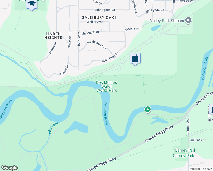 map of restaurants, bars, coffee shops, grocery stores, and more near 2201 George Flagg Parkway in Des Moines