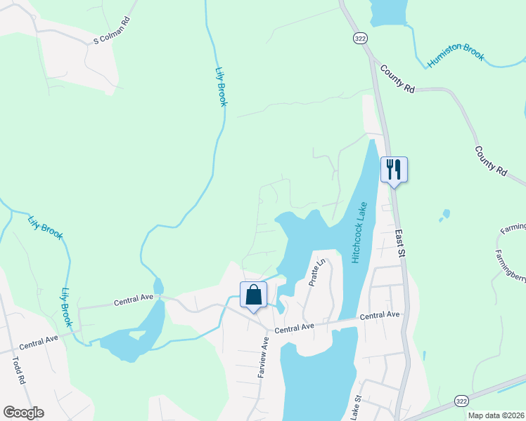 map of restaurants, bars, coffee shops, grocery stores, and more near 138 Midwood Avenue in Wolcott