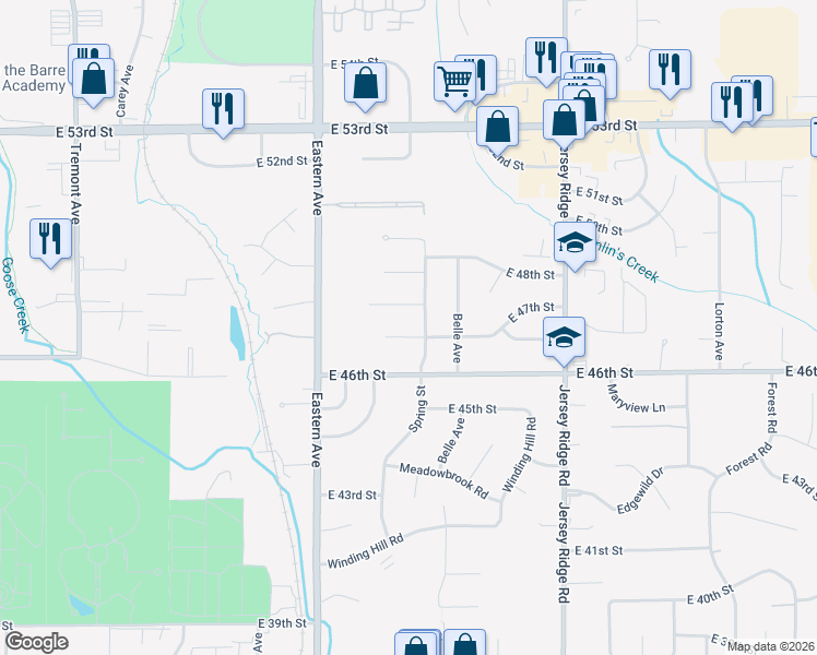 map of restaurants, bars, coffee shops, grocery stores, and more near 1900-1964 East 47th Place in Davenport
