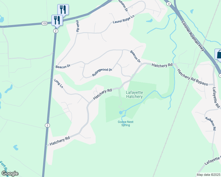 map of restaurants, bars, coffee shops, grocery stores, and more near 457 Hatchery Road in North Kingstown