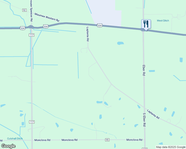 map of restaurants, bars, coffee shops, grocery stores, and more near 3866 La Plante Road in Monclova