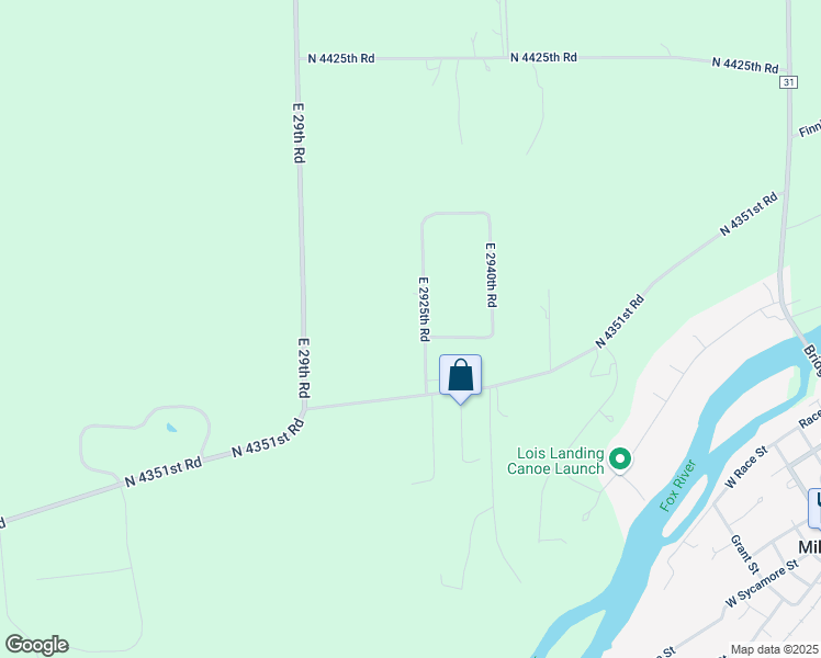 map of restaurants, bars, coffee shops, grocery stores, and more near 4379 East 2925th Road in Sheridan
