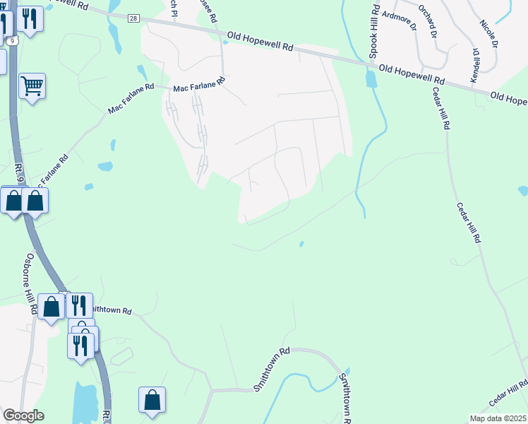 map of restaurants, bars, coffee shops, grocery stores, and more near 15 Peter Drive in Wappingers Falls