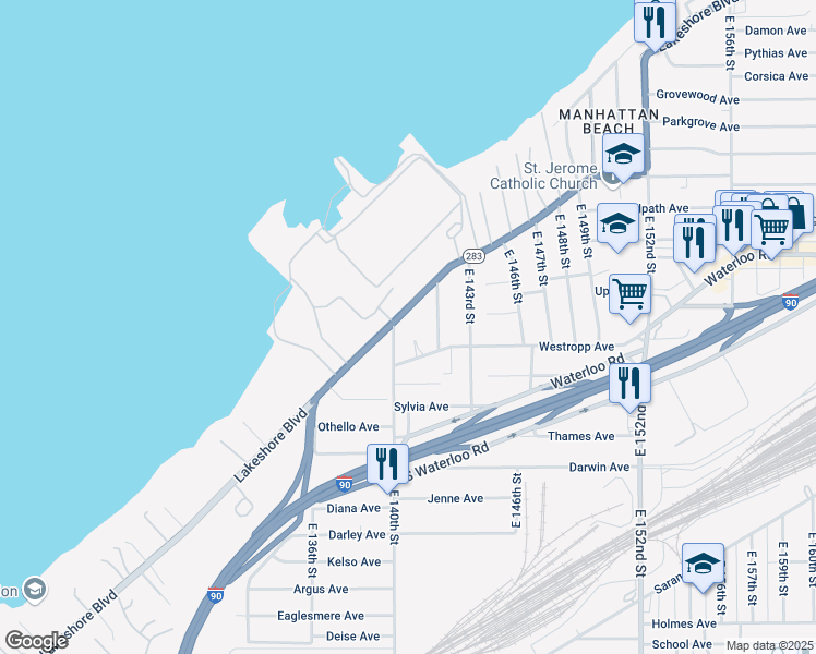 map of restaurants, bars, coffee shops, grocery stores, and more near in Cleveland