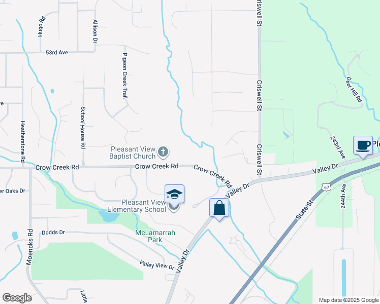 map of restaurants, bars, coffee shops, grocery stores, and more near 6500 Crow Creek Road in Bettendorf