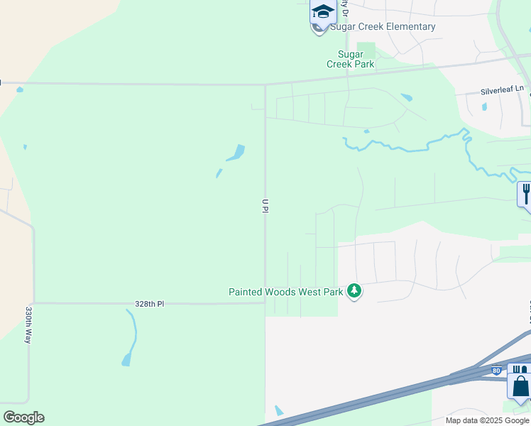 map of restaurants, bars, coffee shops, grocery stores, and more near U Place in Adel