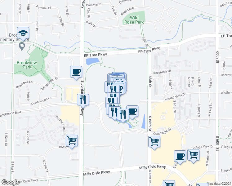map of restaurants, bars, coffee shops, grocery stores, and more near 5935 Ashworth Road in West Des Moines