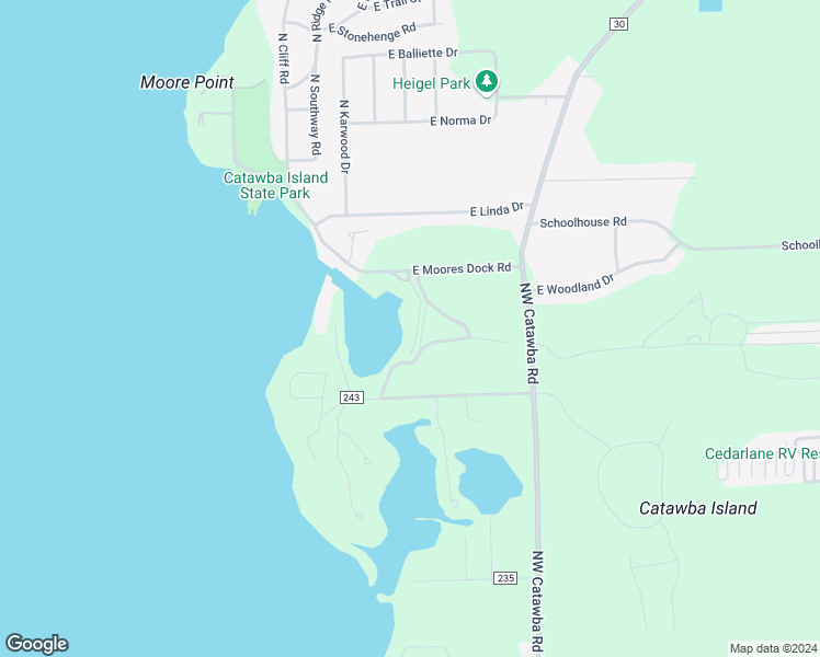 map of restaurants, bars, coffee shops, grocery stores, and more near 3132 North Marineview in Port Clinton