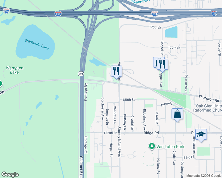 map of restaurants, bars, coffee shops, grocery stores, and more near 1555 Thornton Lansing Road in Lansing