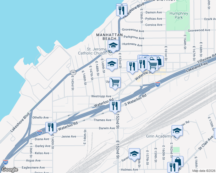 map of restaurants, bars, coffee shops, grocery stores, and more near 480 East 149th Street in Cleveland