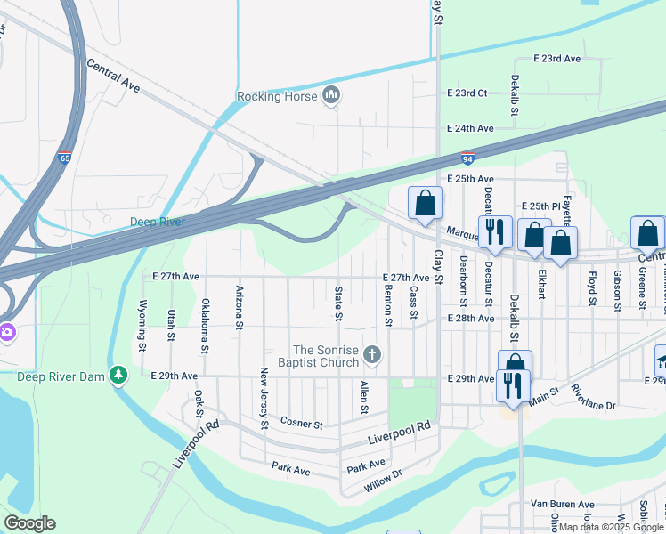 map of restaurants, bars, coffee shops, grocery stores, and more near 2688 State Street in Lake Station