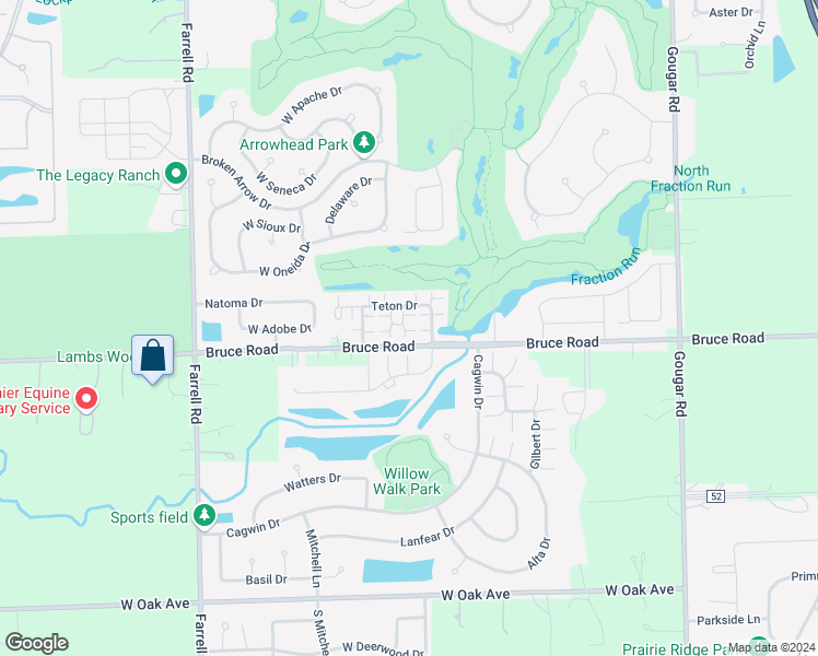 map of restaurants, bars, coffee shops, grocery stores, and more near 17451 Teton Circle in Lockport