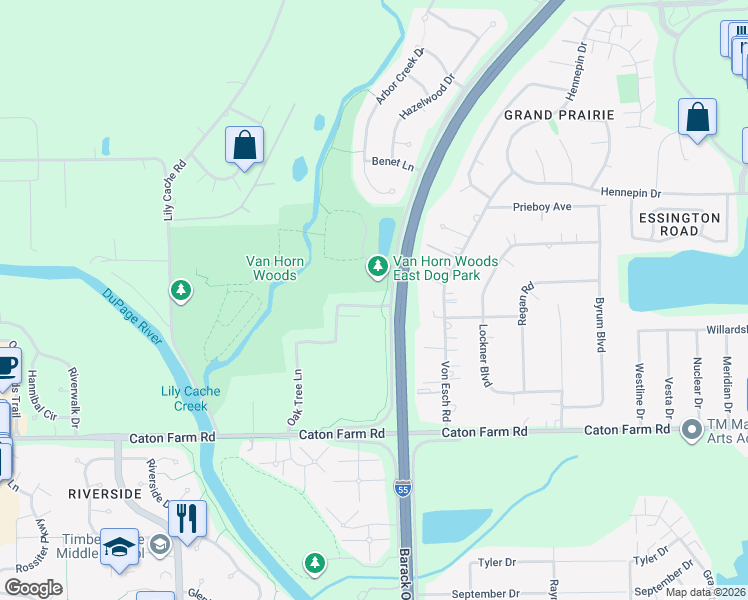 map of restaurants, bars, coffee shops, grocery stores, and more near 4013 Oak Tree Lane in Plainfield