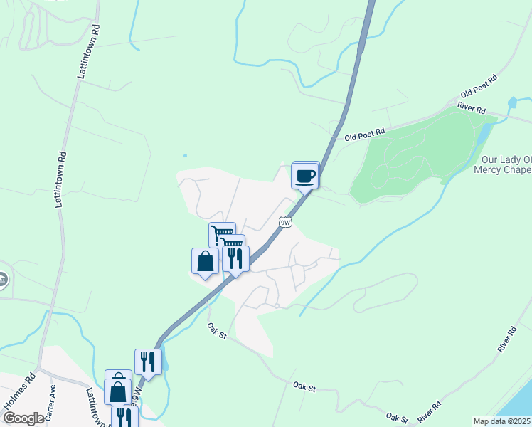 map of restaurants, bars, coffee shops, grocery stores, and more near 805 Parr Meadow Drive in Newburgh