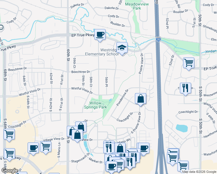 map of restaurants, bars, coffee shops, grocery stores, and more near 133 56th Place in West Des Moines