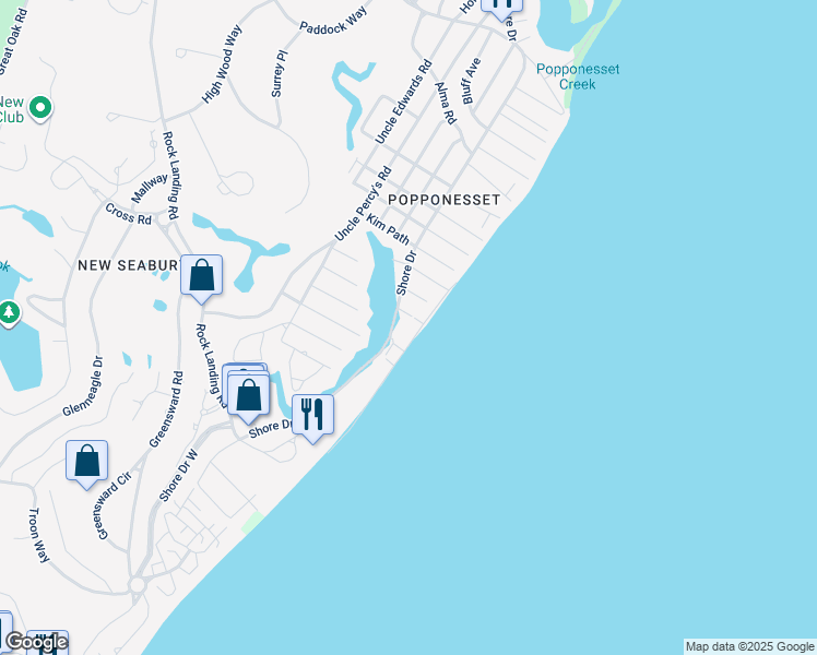 map of restaurants, bars, coffee shops, grocery stores, and more near 7 Beach Road in Mashpee