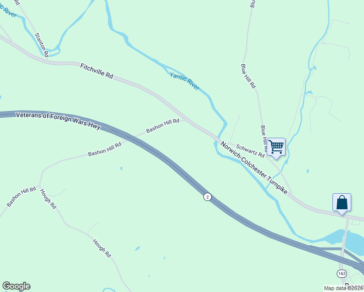 map of restaurants, bars, coffee shops, grocery stores, and more near 1 Bashon Hill Road in Bozrah