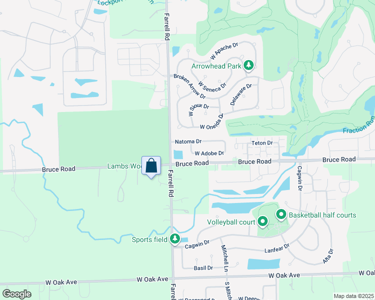 map of restaurants, bars, coffee shops, grocery stores, and more near 16743 West Adobe Drive in Lockport