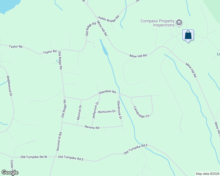 map of restaurants, bars, coffee shops, grocery stores, and more near 25 Standish Road in New Milford