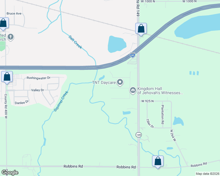 map of restaurants, bars, coffee shops, grocery stores, and more near 399 Timi Ln in Valparaiso