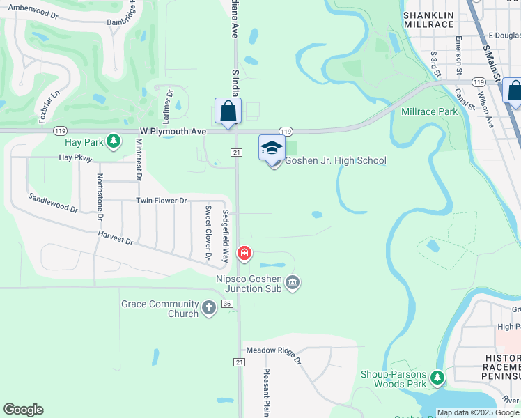 map of restaurants, bars, coffee shops, grocery stores, and more near 916 Galen Court in Goshen