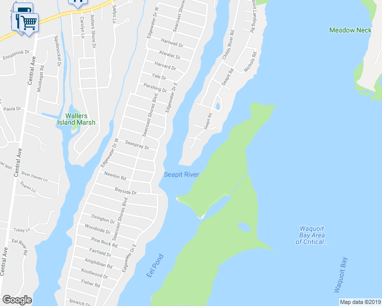 map of restaurants, bars, coffee shops, grocery stores, and more near 210 Seapit Road in Falmouth