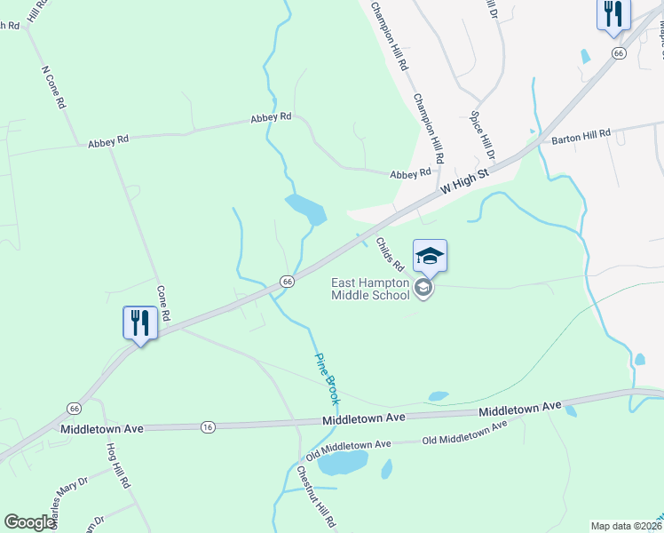 map of restaurants, bars, coffee shops, grocery stores, and more near 169 West High Street in East Hampton