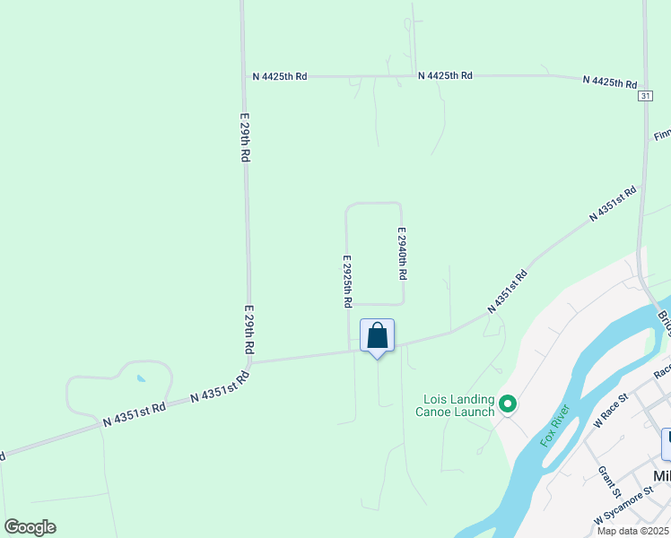 map of restaurants, bars, coffee shops, grocery stores, and more near 4379 East 2925th Road in Sheridan
