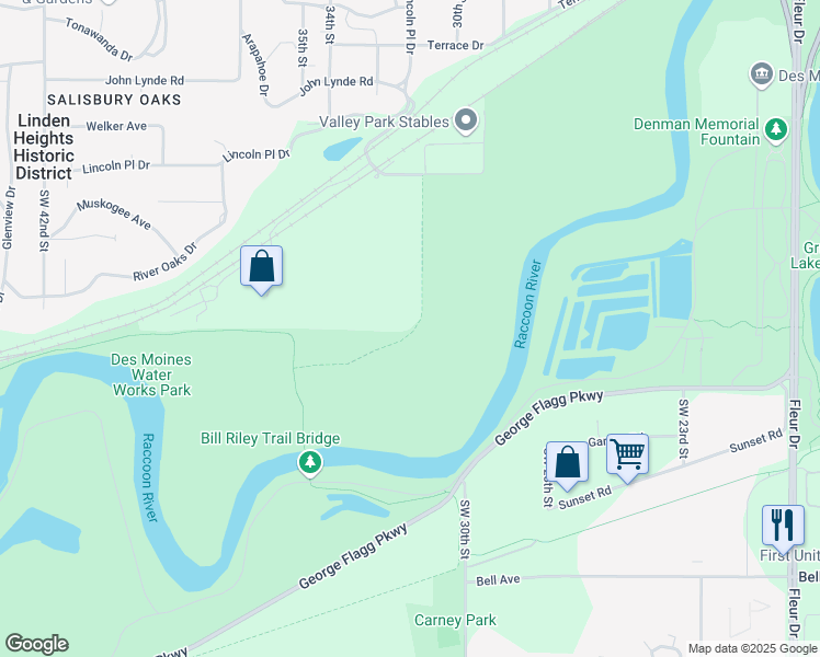 map of restaurants, bars, coffee shops, grocery stores, and more near in Des Moines