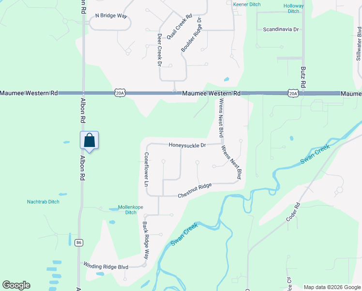 map of restaurants, bars, coffee shops, grocery stores, and more near 3900 Hollyhock Lane in Maumee