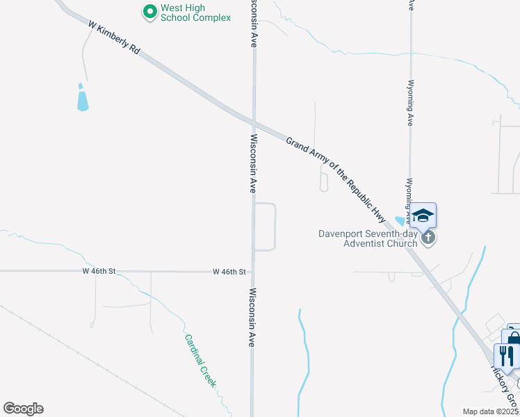 map of restaurants, bars, coffee shops, grocery stores, and more near 5125 West 49th Street in Davenport