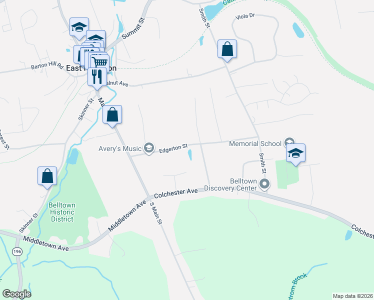 map of restaurants, bars, coffee shops, grocery stores, and more near 30 Edgerton Street in East Hampton