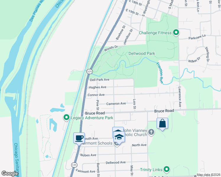 map of restaurants, bars, coffee shops, grocery stores, and more near 224 Hughes Avenue in Lockport