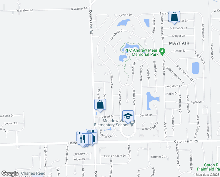 map of restaurants, bars, coffee shops, grocery stores, and more near 2703 Sierra Avenue in Plainfield
