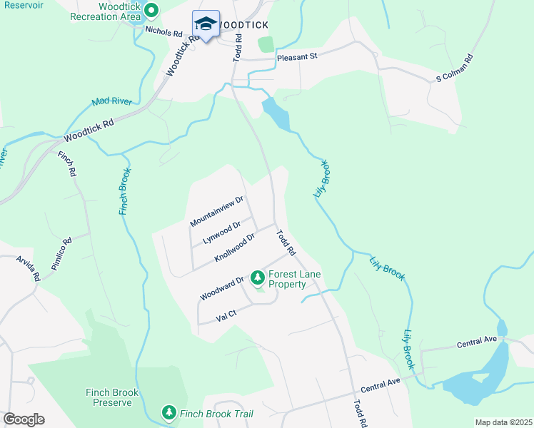map of restaurants, bars, coffee shops, grocery stores, and more near 186 Todd Road in Wolcott