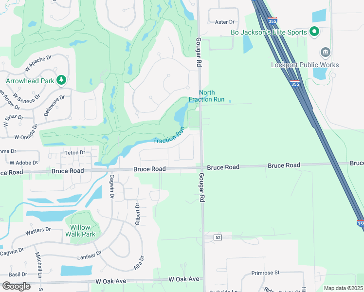 map of restaurants, bars, coffee shops, grocery stores, and more near 17417 Tanglewood Ln in Lockport