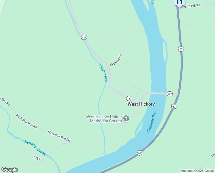 map of restaurants, bars, coffee shops, grocery stores, and more near Fleming Hill Road in Tidioute