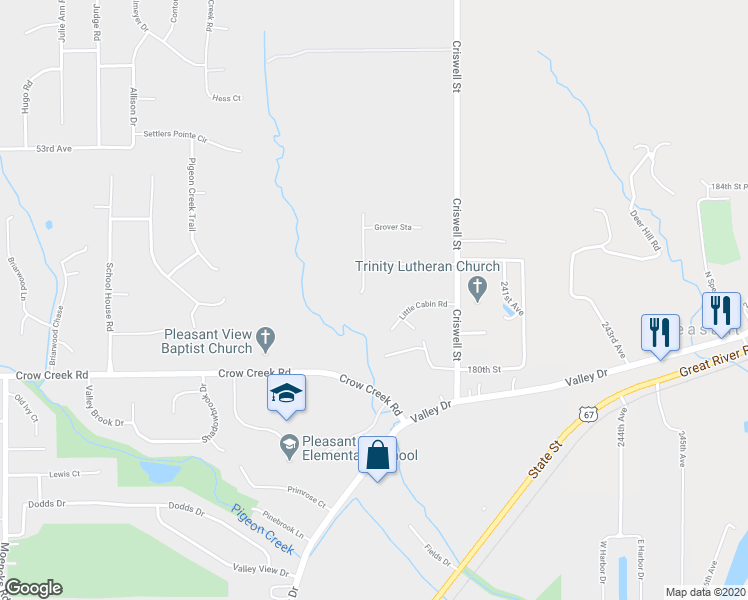 map of restaurants, bars, coffee shops, grocery stores, and more near 4865 Woody Creek Circle in Bettendorf