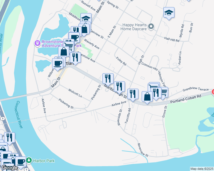map of restaurants, bars, coffee shops, grocery stores, and more near 142 Marlborough Street in Portland