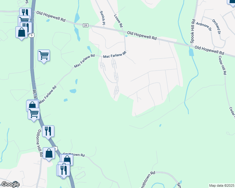 map of restaurants, bars, coffee shops, grocery stores, and more near 41 Scarborough Lane in Wappingers Falls